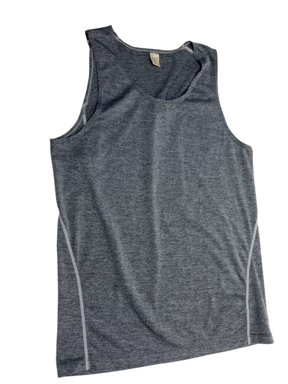 Mens Gray Athletic Tank Top Lightweight Stretch Blend Size L Breathable Fabric